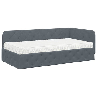 Cornice del letto ad angolo Grigio scuro 90 x 200 cm Velluto | homemem39
