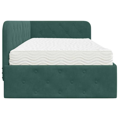 Cornice del letto ad angolo Verde Scuro 90 x 200 cm Velluto | homemem39