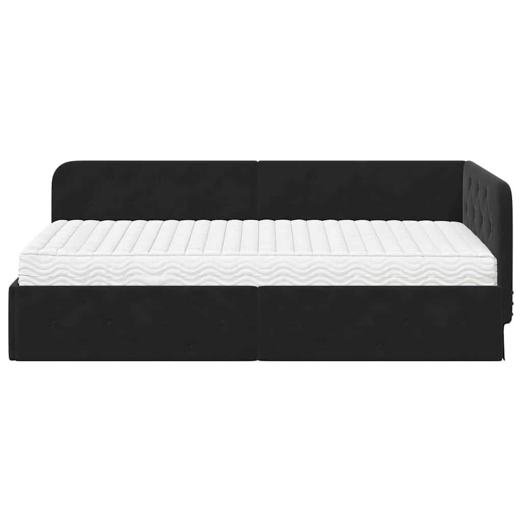 Cornice del letto ad angolo Nero 90 x 200 cm Velluto | homemem39