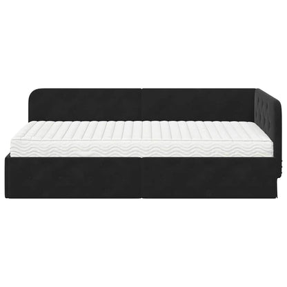 Cornice del letto ad angolo Nero 90 x 200 cm Velluto | homemem39