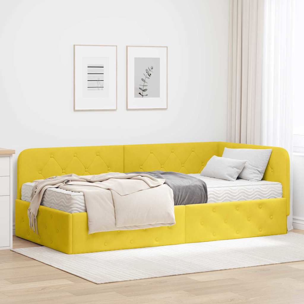 Cornice del letto ad angolo Giallo 90 x 200 cm Velluto | homemem39