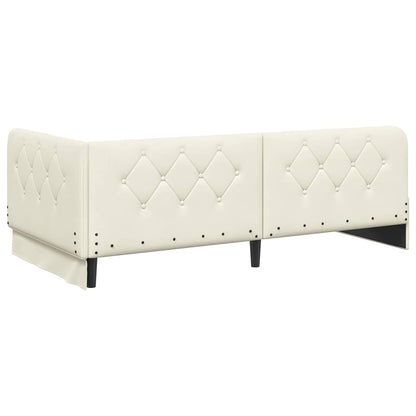 Cornice del letto ad angolo Crema 90 x 200 cm Velluto | homemem39