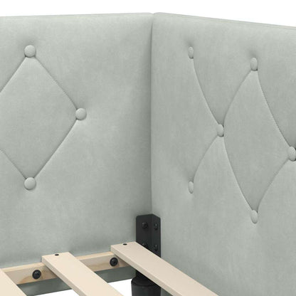 Cornice del letto ad angolo Grigio chiaro 100 x 200 cm Velluto | homemem39