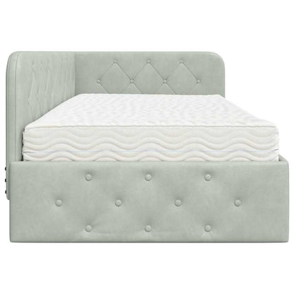 Cornice del letto ad angolo Grigio chiaro 100 x 200 cm Velluto | homemem39