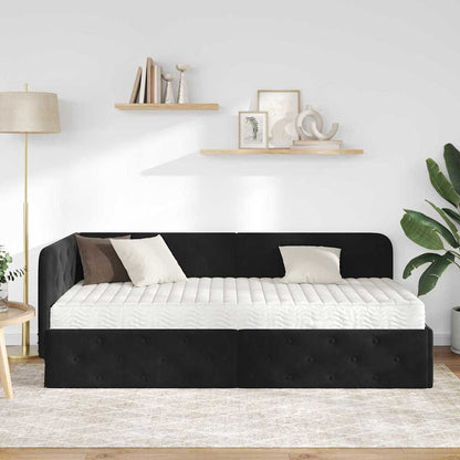 Cornice del letto ad angolo Nero 100 x 200 cm Velluto | homemem39
