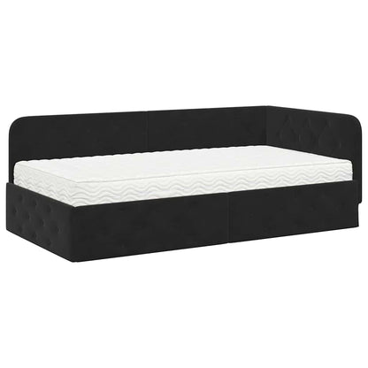 Cornice del letto ad angolo Nero 100 x 200 cm Velluto | homemem39