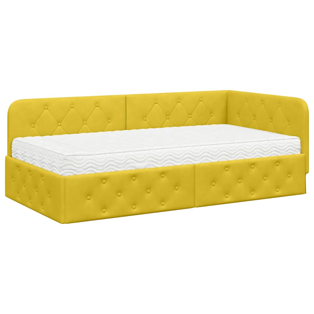 Cornice del letto ad angolo Giallo 100 x 200 cm Velluto | homemem39