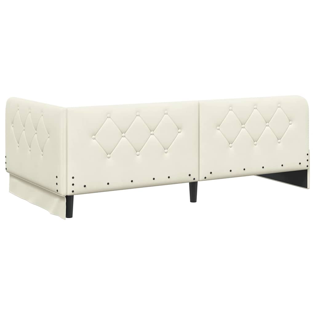 Cornice del letto ad angolo Crema 100 x 200 cm Velluto | homemem39