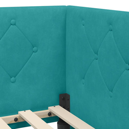 Cornice del letto ad angolo Turchese 100 x 200 cm Velluto | homemem39