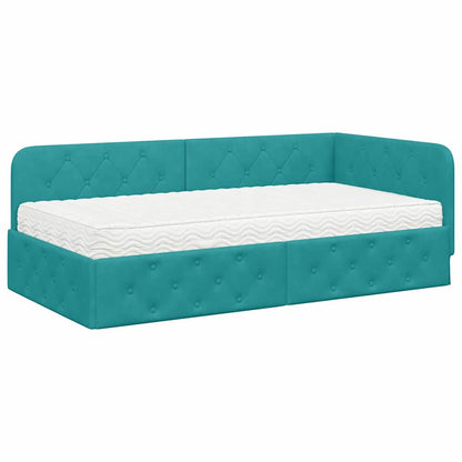 Cornice del letto ad angolo Turchese 100 x 200 cm Velluto | homemem39