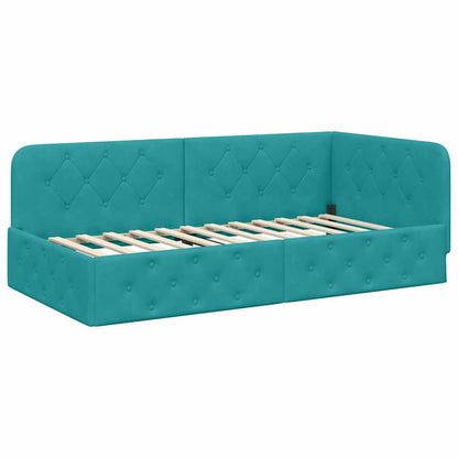Cornice del letto ad angolo Turchese 100 x 200 cm Velluto | homemem39