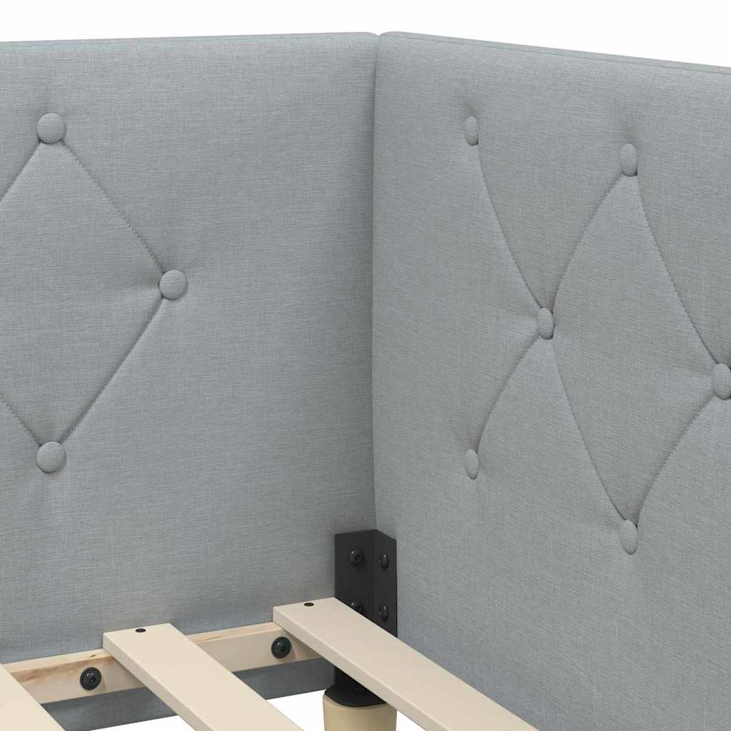Cornice del letto ad angolo Grigio chiaro 80 x 200 cm Tessuto | homemem39