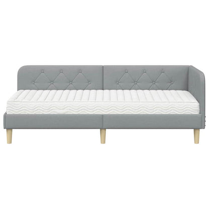 Cornice del letto ad angolo Grigio chiaro 80 x 200 cm Tessuto | homemem39