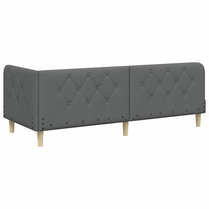 Cornice del letto ad angolo Grigio scuro 80 x 200 cm Tessuto | homemem39
