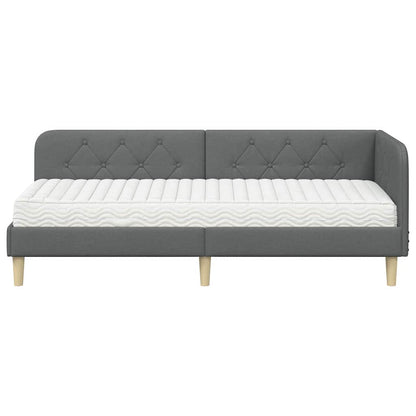 Cornice del letto ad angolo Grigio scuro 80 x 200 cm Tessuto | homemem39