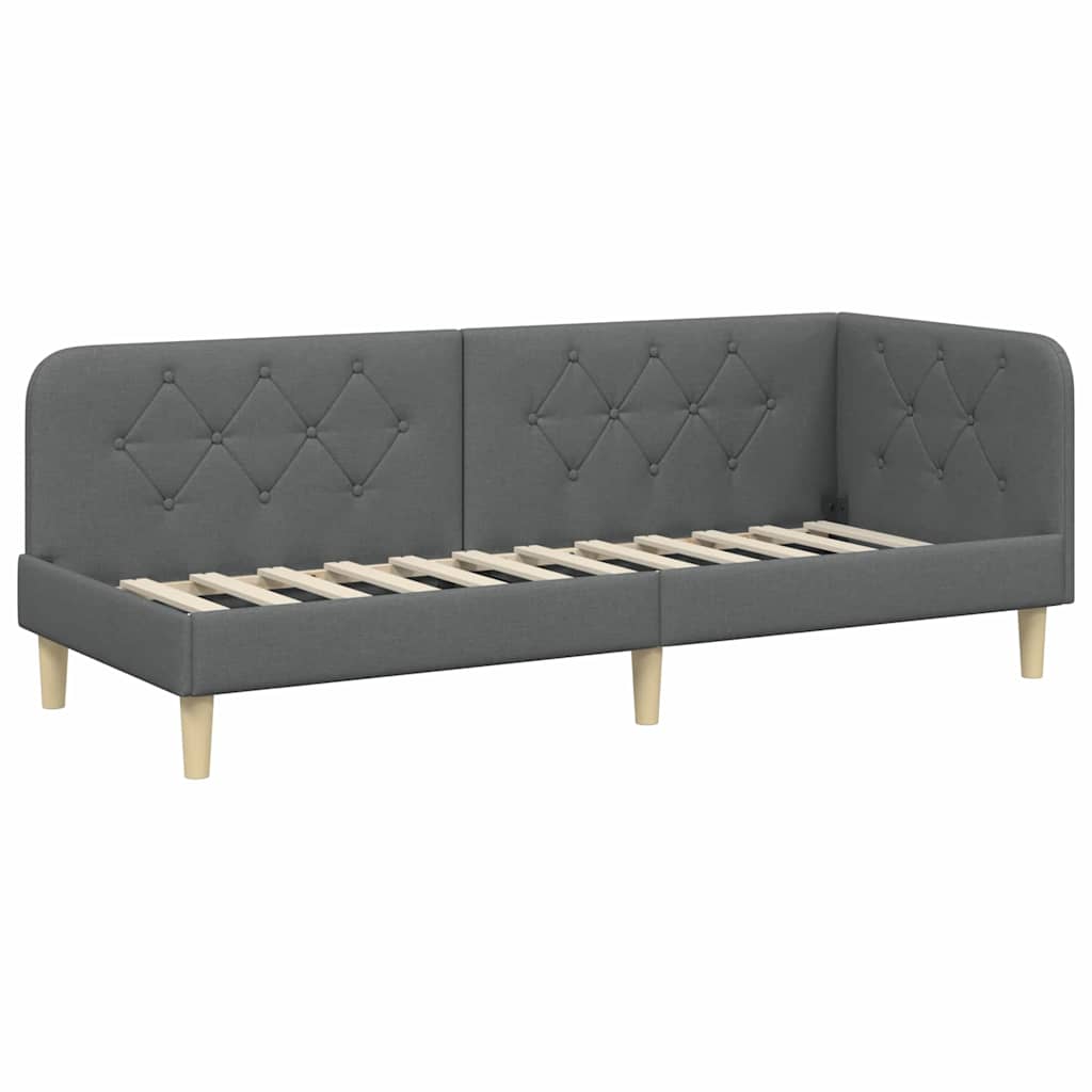 Cornice del letto ad angolo Grigio scuro 80 x 200 cm Tessuto | homemem39