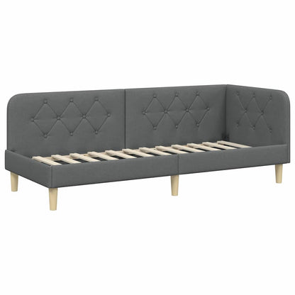 Cornice del letto ad angolo Grigio scuro 80 x 200 cm Tessuto | homemem39