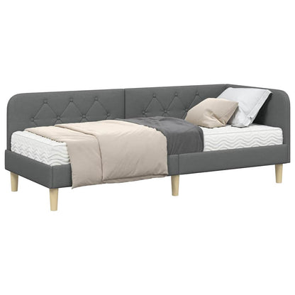Cornice del letto ad angolo Grigio scuro 80 x 200 cm Tessuto | homemem39