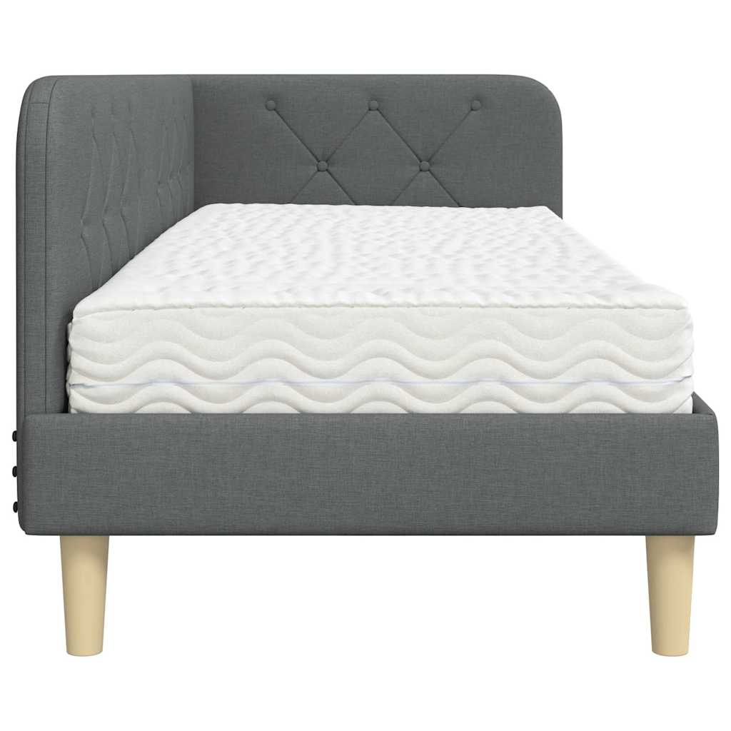 Cornice del letto ad angolo Grigio scuro 80 x 200 cm Tessuto | homemem39