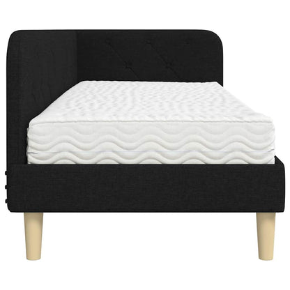 Cornice del letto ad angolo Nero 80 x 200 cm Tessuto | homemem39