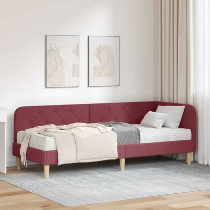 Cornice del letto ad angolo Rosso Vino 80 x 200 cm Tessuto | homemem39