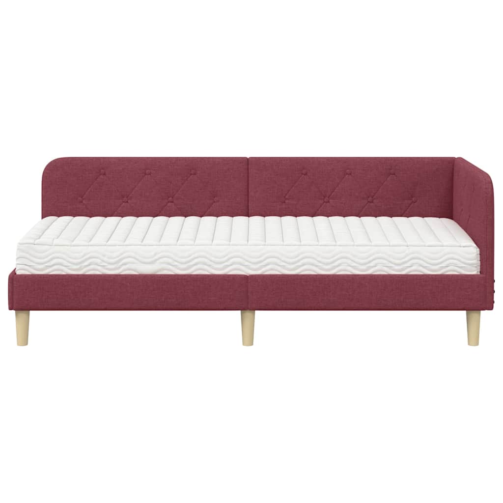 Cornice del letto ad angolo Rosso Vino 80 x 200 cm Tessuto | homemem39