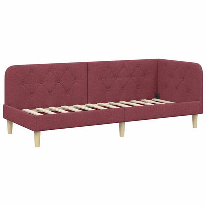 Cornice del letto ad angolo Rosso Vino 80 x 200 cm Tessuto | homemem39