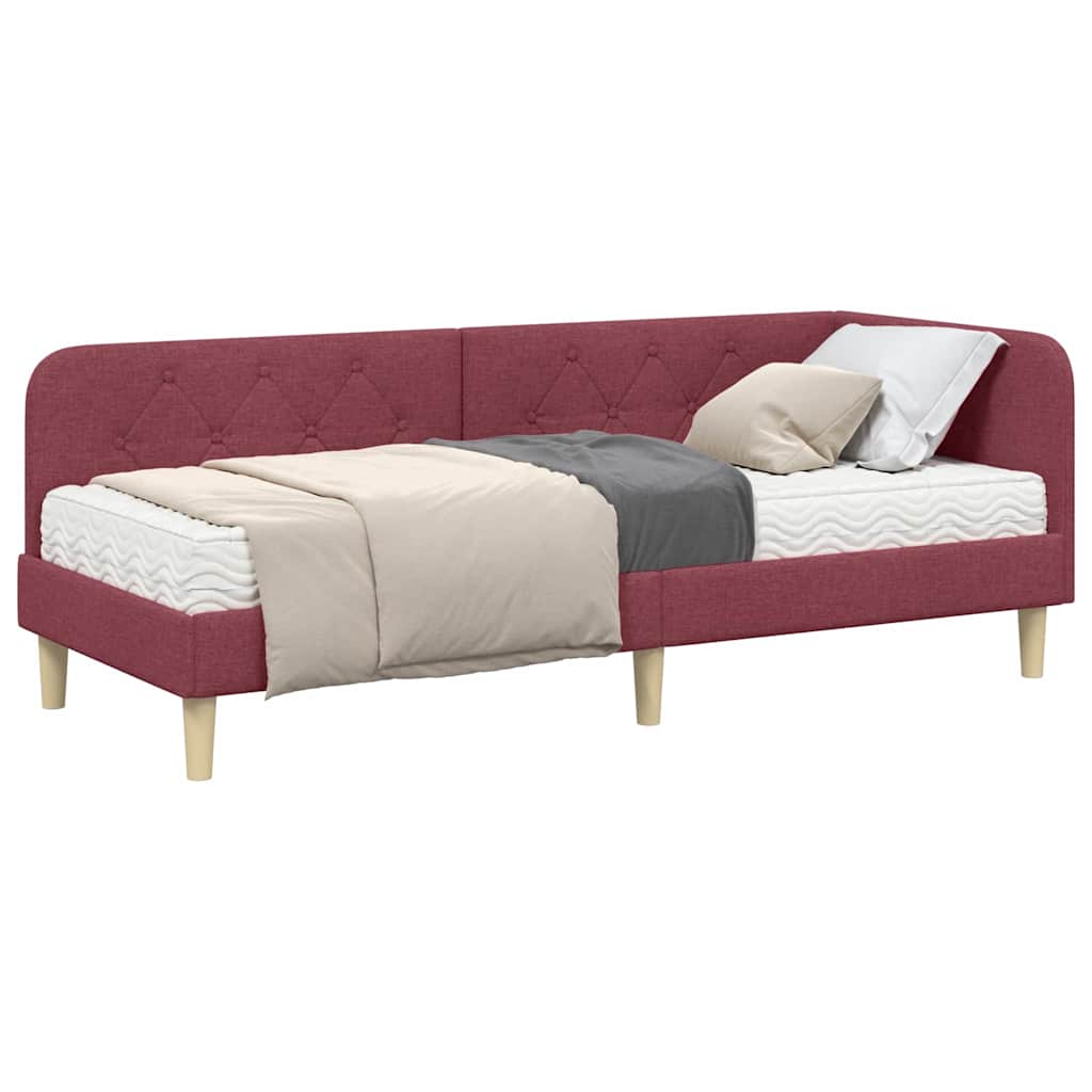 Cornice del letto ad angolo Rosso Vino 80 x 200 cm Tessuto | homemem39