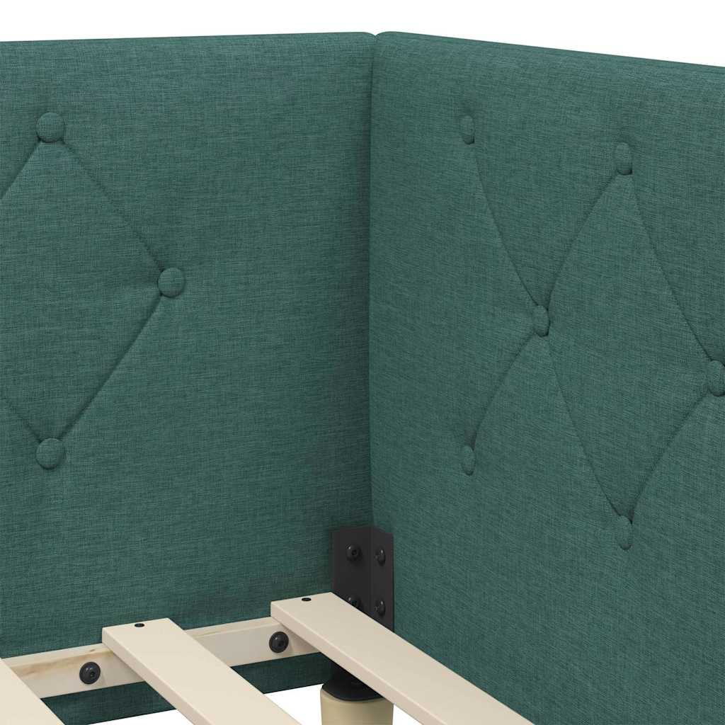 Cornice del letto ad angolo Verde Scuro 80 x 200 cm Tessuto | homemem39
