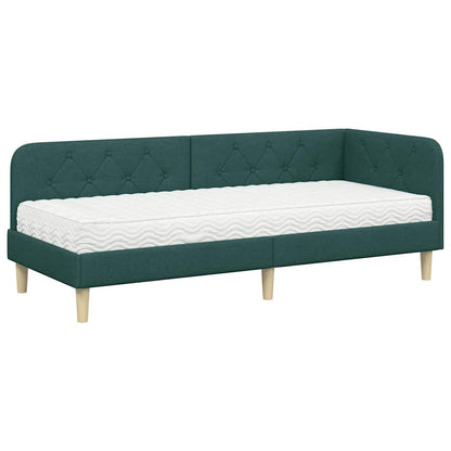 Cornice del letto ad angolo Verde Scuro 80 x 200 cm Tessuto | homemem39