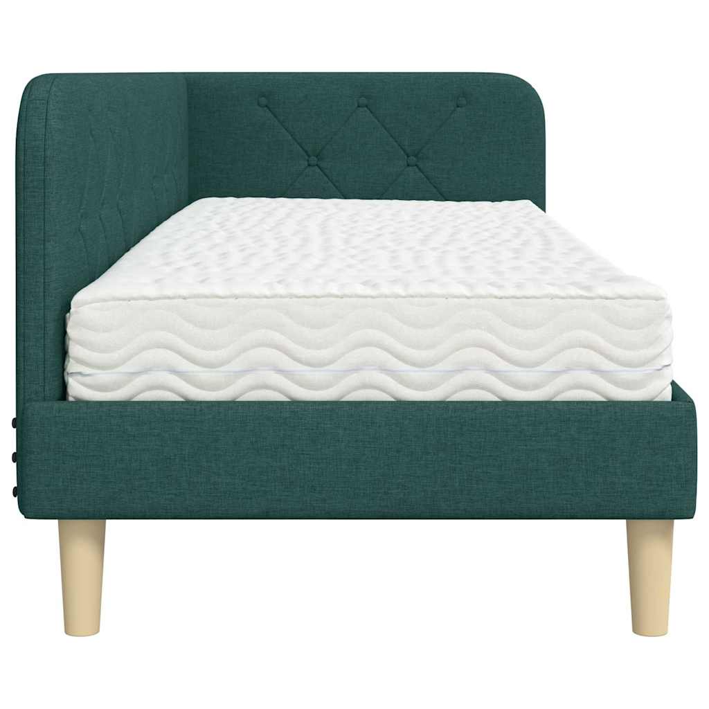 Cornice del letto ad angolo Verde Scuro 80 x 200 cm Tessuto | homemem39