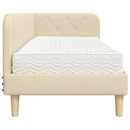 Cornice del letto ad angolo Crema 80 x 200 cm Tessuto | homemem39