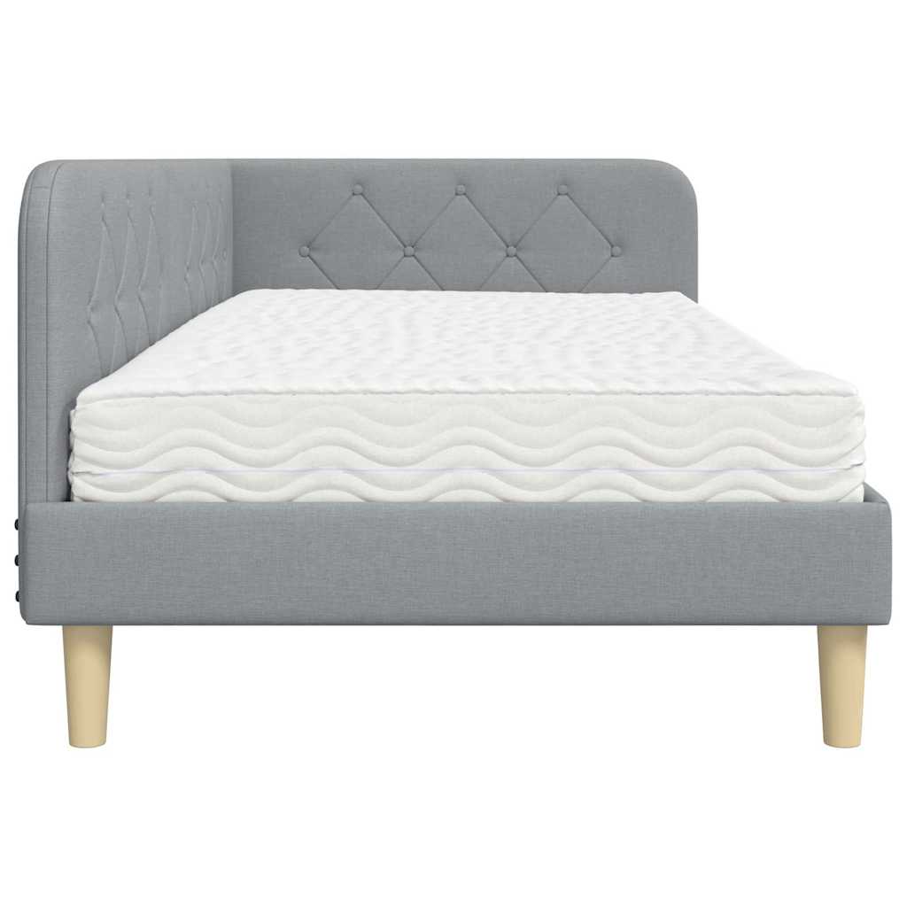 Cornice del letto ad angolo Grigio chiaro 90 x 190 cm Tessuto | homemem39