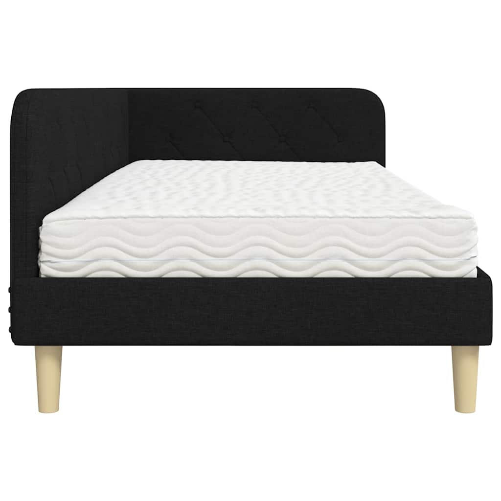 Cornice del letto ad angolo Nero 90 x 190 cm Tessuto | homemem39