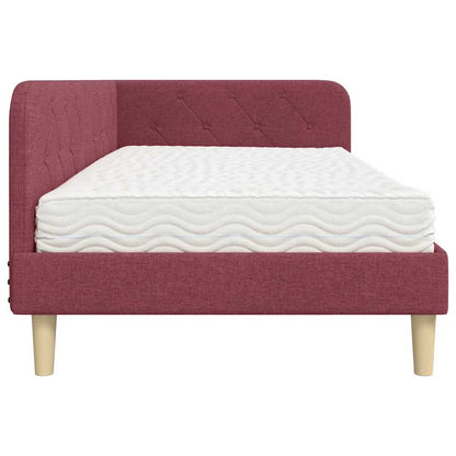 Cornice del letto ad angolo Rosso Vino 90 x 190 cm Tessuto | homemem39