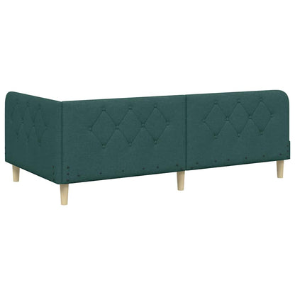 Cornice del letto ad angolo Verde Scuro 90 x 190 cm Tessuto | homemem39