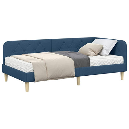 Cornice del letto ad angolo Blu 90 x 190 cm Tessuto | homemem39