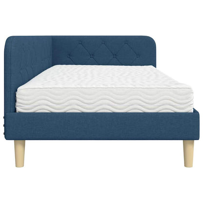 Cornice del letto ad angolo Blu 90 x 190 cm Tessuto | homemem39