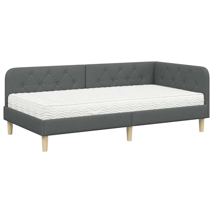 Cornice del letto ad angolo Grigio scuro 90 x 200 cm Tessuto | homemem39