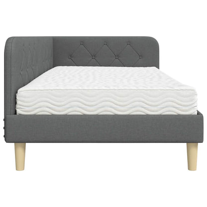 Cornice del letto ad angolo Grigio scuro 90 x 200 cm Tessuto | homemem39