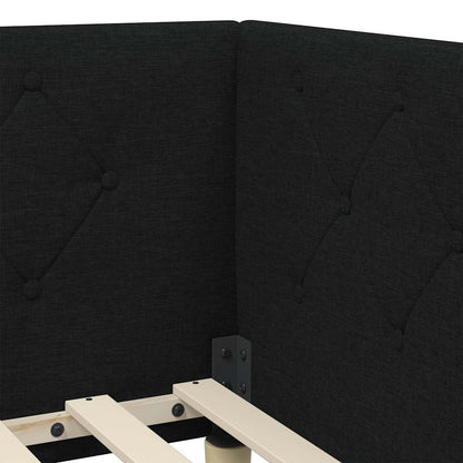 Cornice del letto ad angolo Nero 90 x 200 cm Tessuto | homemem39
