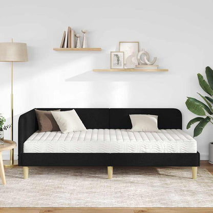 Cornice del letto ad angolo Nero 90 x 200 cm Tessuto | homemem39