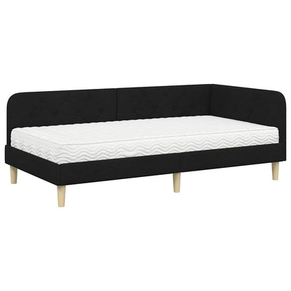 Cornice del letto ad angolo Nero 90 x 200 cm Tessuto | homemem39