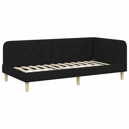 Cornice del letto ad angolo Nero 90 x 200 cm Tessuto | homemem39