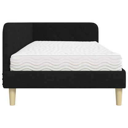 Cornice del letto ad angolo Nero 90 x 200 cm Tessuto | homemem39