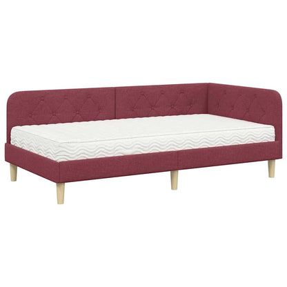 Cornice del letto ad angolo Rosso Vino 90 x 200 cm Tessuto | homemem39