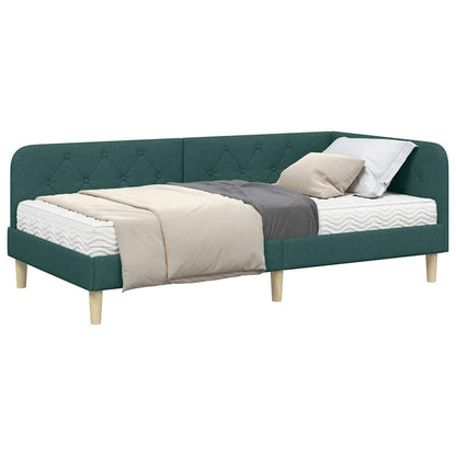 Cornice del letto ad angolo Verde Scuro 90 x 200 cm Tessuto | homemem39