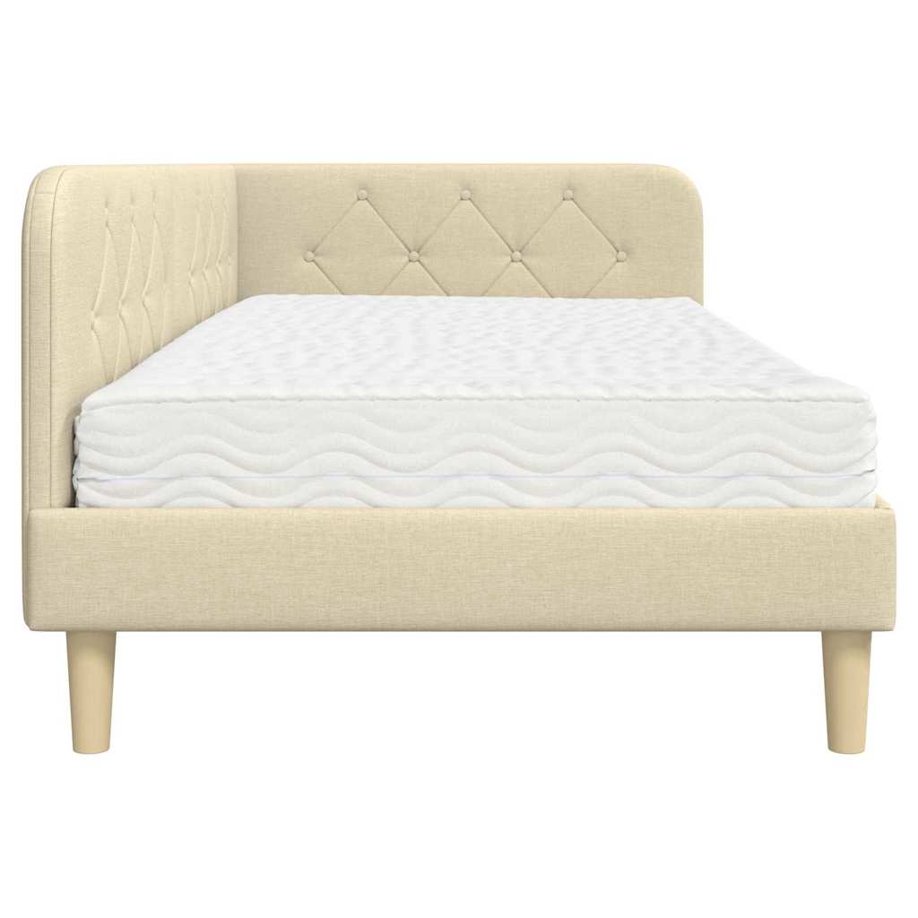 Cornice del letto ad angolo Crema 90 x 200 cm Tessuto | homemem39