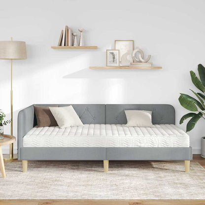 Cornice del letto ad angolo Grigio chiaro 100 x 200 cm Tessuto | homemem39