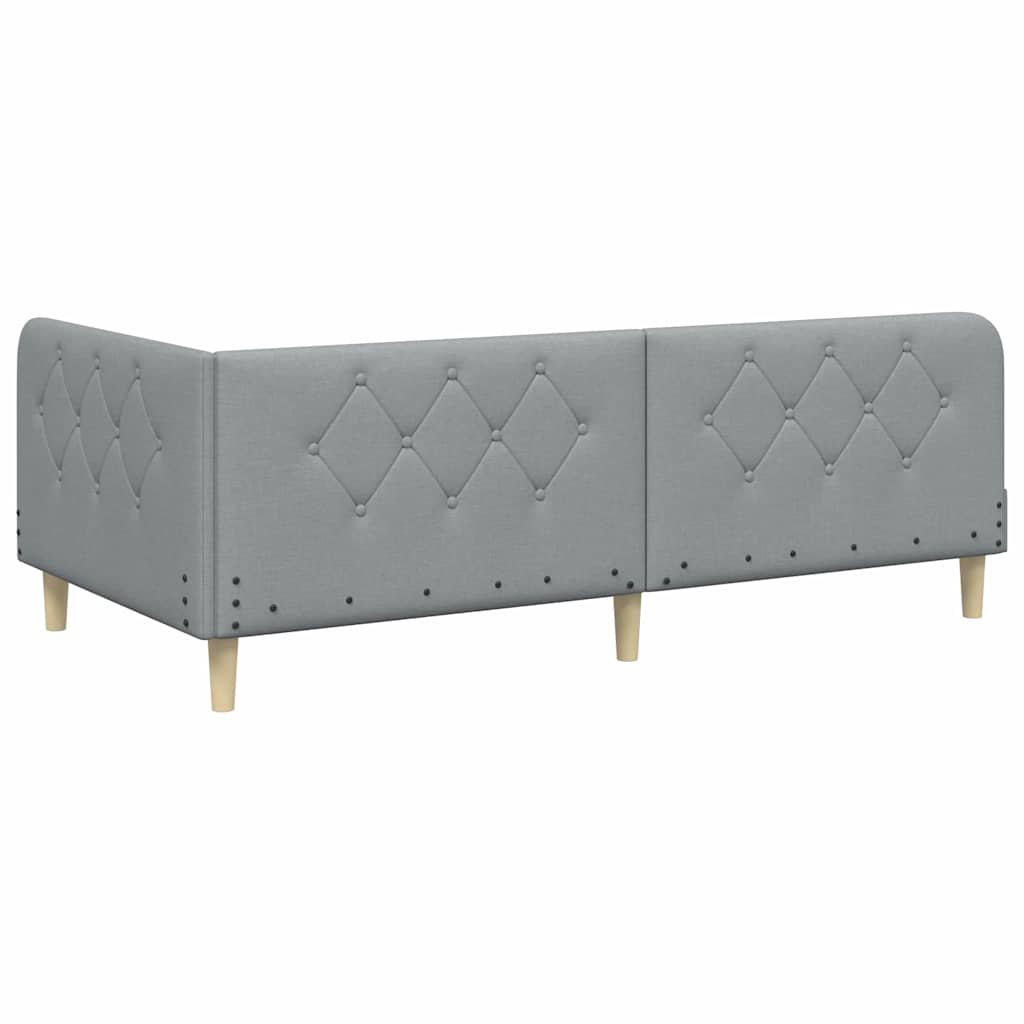 Cornice del letto ad angolo Grigio chiaro 100 x 200 cm Tessuto | homemem39